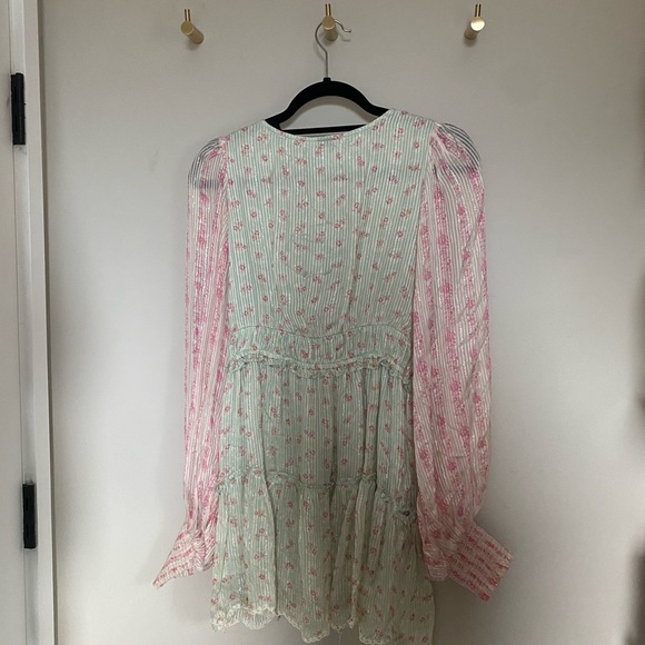 Hermant and Nadita shimmery, pink and sea foam floral dress (L but can fit S-L) - Picture 2 of 3